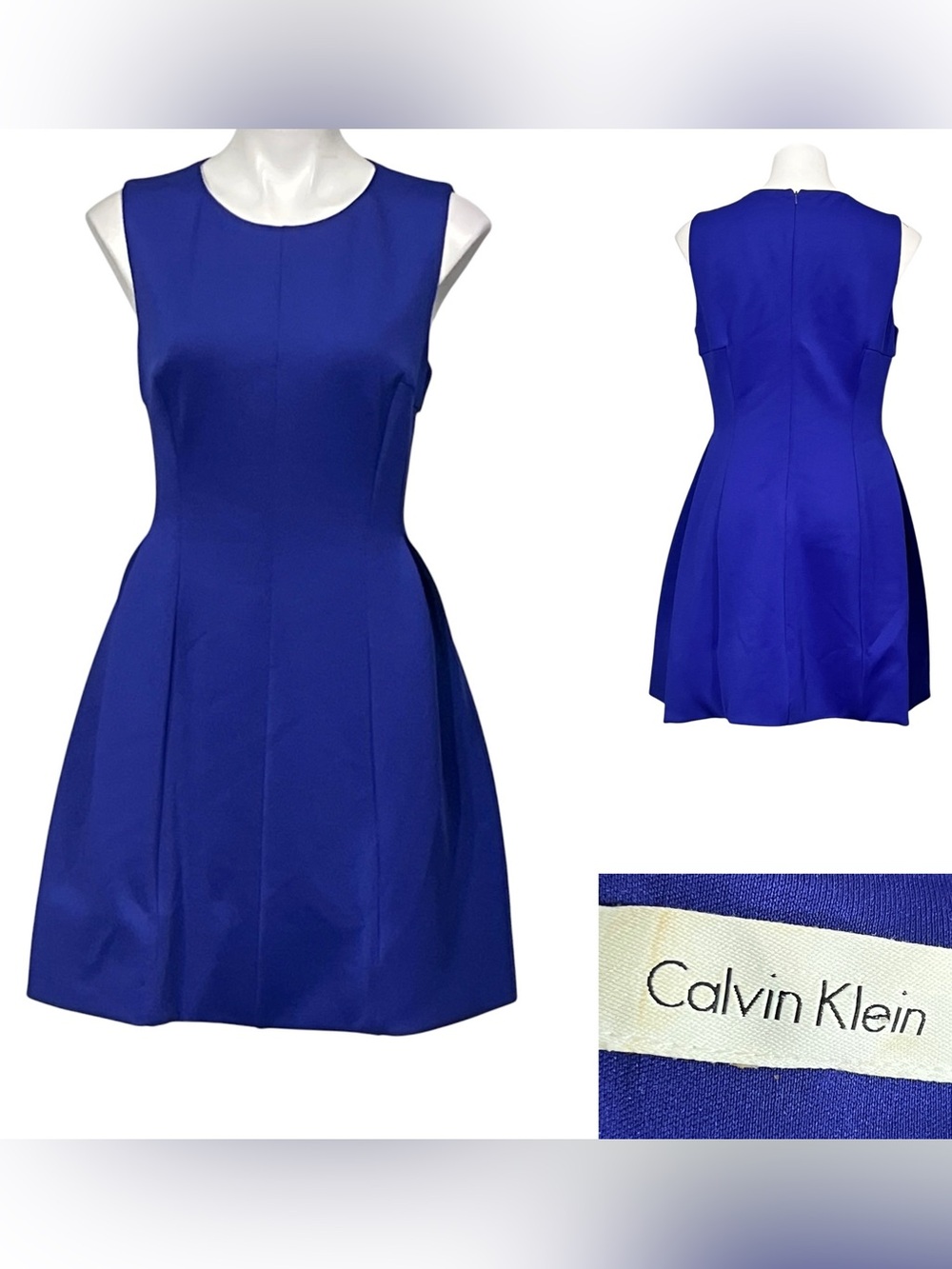 Calvin Klein dress L/10-12 purple A-line bubble hem sleeveless knee length